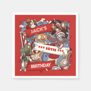 Fügen Sie Ihren Namen Geburtstag Party Animal Fans Serviette