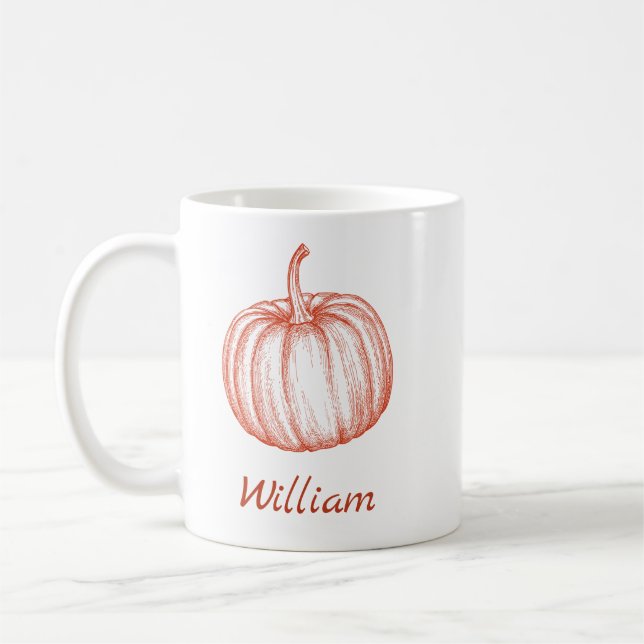 Fügen Sie Ihren Namen Halloween Fall Pumpkin Kaffeetasse (Links)