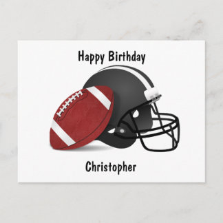 Fügen Sie Ihren Namen Happy Birthday Football hinz Postkarte