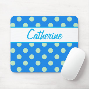 FÜGEN SIE IHREN NAMEN HINZU - Blaue Polka-Punkte Mousepad