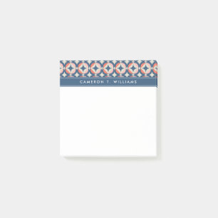 Fügen Sie Ihren Namen hinzu Blaues und korallenr Post-it Klebezettel
