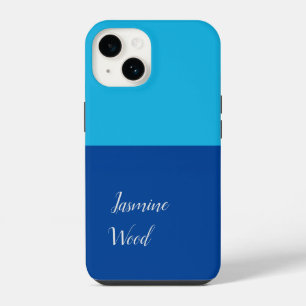Fügen Sie Ihren Namen hinzu Modern Minimalist Blau iPhone 14 Hülle