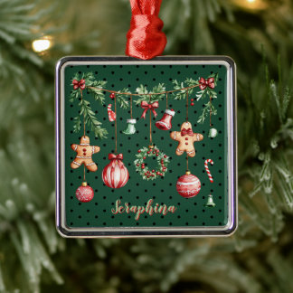 Fügen Sie Ihren Namen hinzu Süße grüne Weihnachtsg Ornament Aus Metall