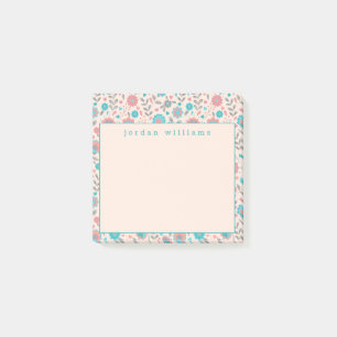 Fügen Sie Ihren Namen hinzu Teal- und Korallen-V Post-it Klebezettel