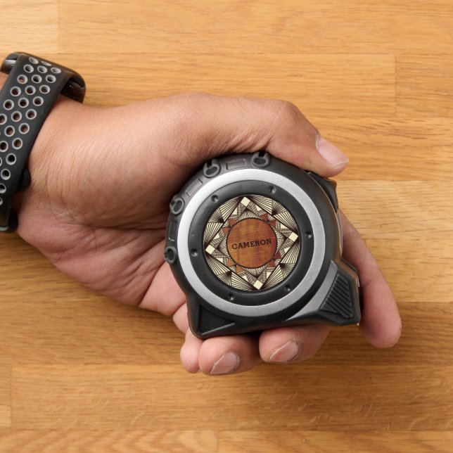 Fügen Sie Ihren Namen Holz Elegante Moderne Maskul Maßband (Zuhause)