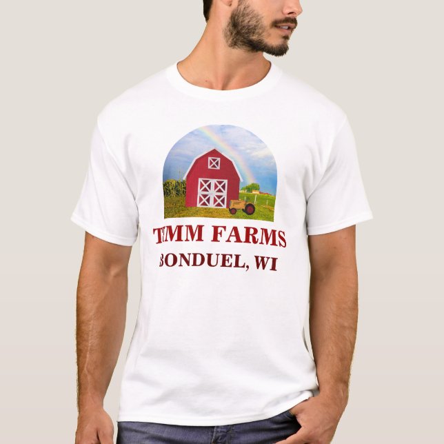 Fügen Sie Ihren Namen in Red Barn mit Blue Sky T-S T-Shirt (Vorderseite)