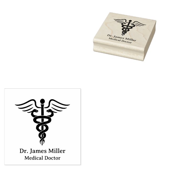 Fügen Sie Ihren Namen Medizinische Symbol Doctor N Gummistempel (Stempel)