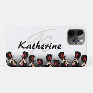 Fügen Sie Ihren Namen Monogramm rote Rosen Case-Mate iPhone Hülle