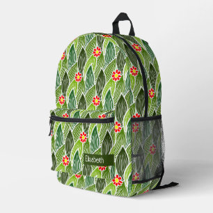 Fügen Sie Ihren Namen Niedlich Green Hippie Daisy  Bedruckter Rucksack
