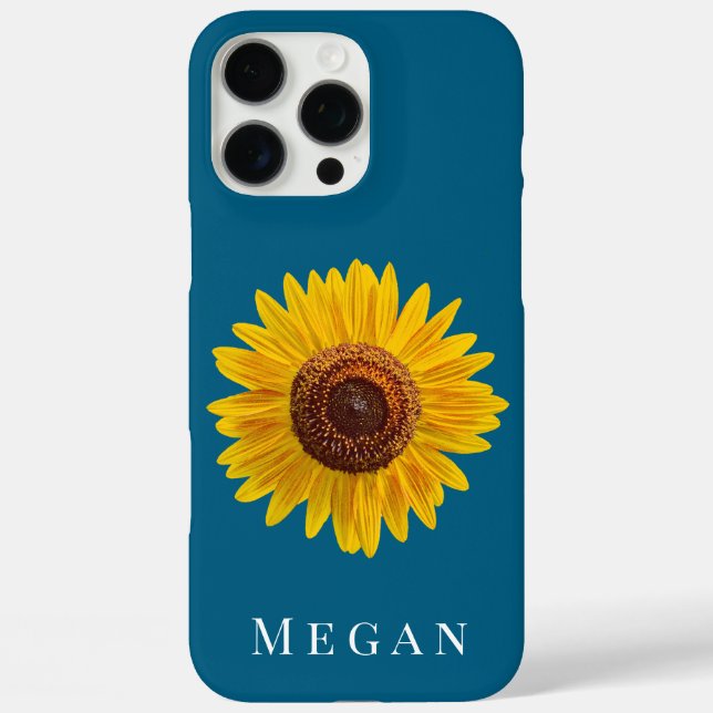 Fügen Sie Ihren Namen Ocean Blue Yellow Sunflower  Case-Mate iPhone Hülle (Rückseite)