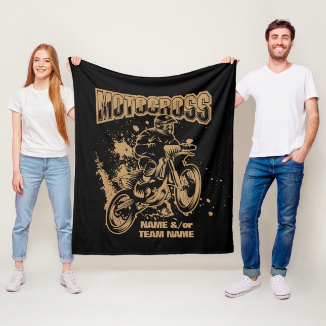 Fügen Sie Ihren Namen oder Teamname Motocross Ride Fleecedecke (Beispiel)