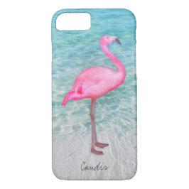 Fügen Sie Ihren Namen Pink Flamingo Tropical Beach Case-Mate iPhone Hülle