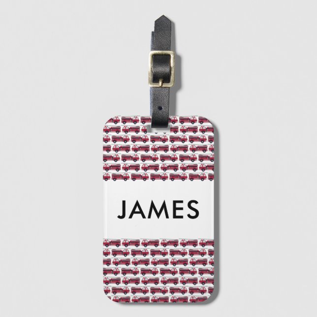 Fügen Sie Ihren Namen Red Fire LKW Personalisiert  Gepäckanhänger (Vorderseite Vertikal)