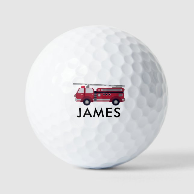 Fügen Sie Ihren Namen Red Fire LKW Personalisiert  Golfball (Vorderseite)