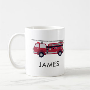 Fügen Sie Ihren Namen Red Fire LKW Personalisiert Kaffeetasse