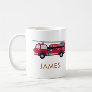 Fügen Sie Ihren Namen Red Fire LKW Personalisiert Kaffeetasse