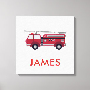 Fügen Sie Ihren Namen Red Fire LKW Personalisiert Leinwanddruck