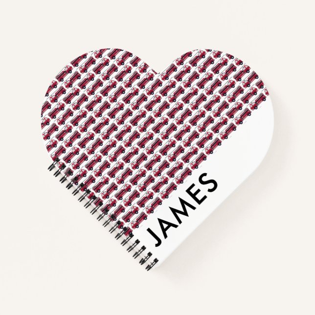 Fügen Sie Ihren Namen Red Fire LKW Personalisiert  Notizbuch (Vorderseite)