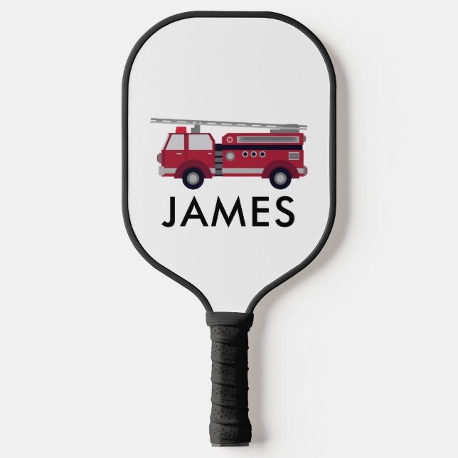 Fügen Sie Ihren Namen Red Fire LKW Personalisiert  Pickleball Schläger (Vorderseite)