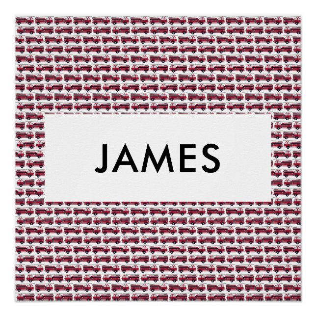 Fügen Sie Ihren Namen Red Fire LKW Personalisiert  Poster (Vorderseite)