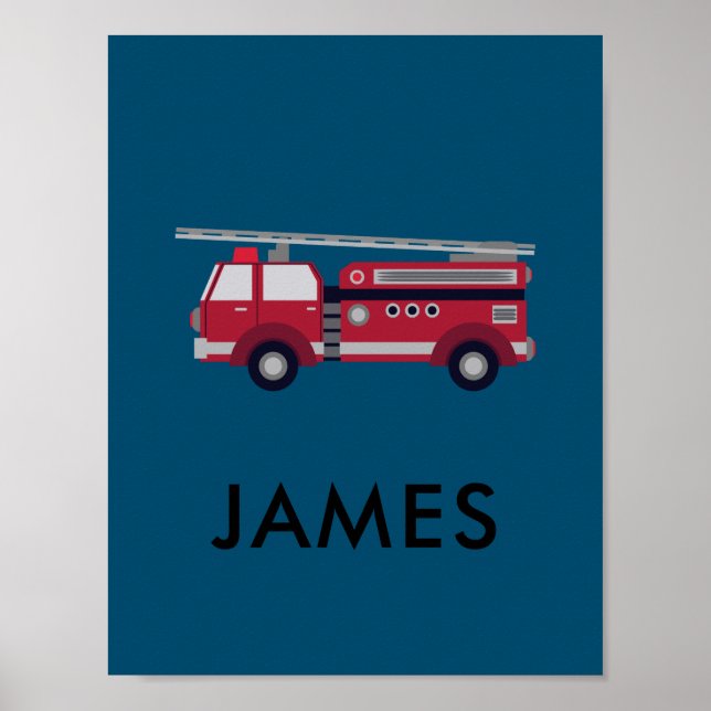 Fügen Sie Ihren Namen Red Fire LKW Personalisiert  Poster (Vorne)