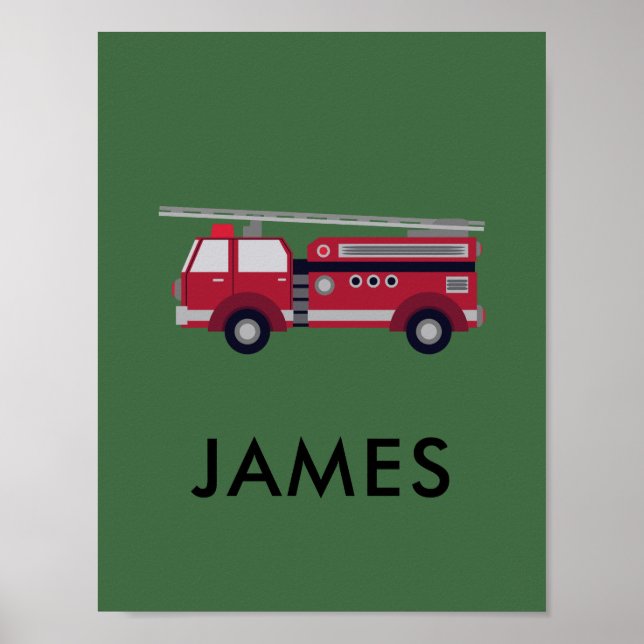 Fügen Sie Ihren Namen Red Fire LKW Personalisiert  Poster (Vorne)