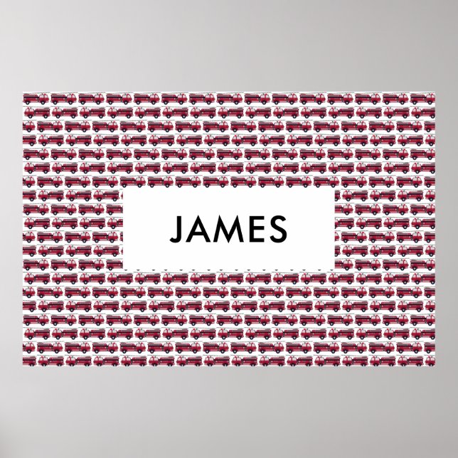 Fügen Sie Ihren Namen Red Fire LKW Personalisiert  Poster (Vorne)