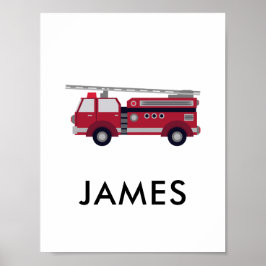 Fügen Sie Ihren Namen Red Fire LKW Personalisiert  Poster