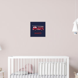 Fügen Sie Ihren Namen Red Fire LKW Personalisiert  Poster