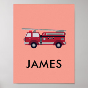 Fügen Sie Ihren Namen Red Fire LKW Personalisiert  Poster
