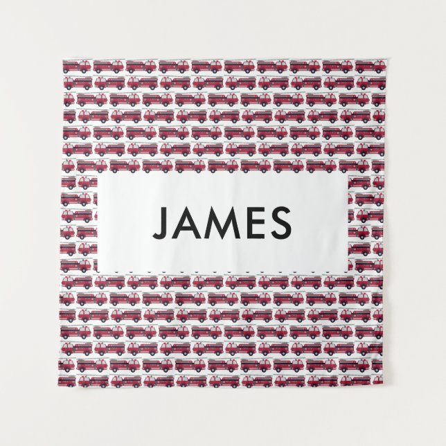 Fügen Sie Ihren Namen Red Fire LKW Personalisiert  Wandteppich (Vorderseite)