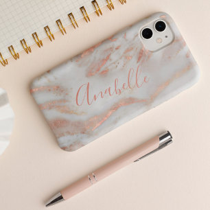 Fügen Sie Ihren Namen rose gold Marmor chic Schrif Case-Mate iPhone Hülle