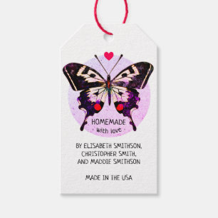 Fügen Sie Ihren Namen Schmetterling & Herz hausgem Geschenkanhänger
