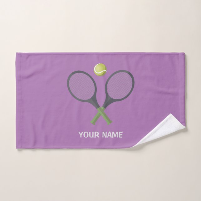 Fügen Sie Ihren Namen Tennis Personalisiert Lila h Handtuch (Handtuch)