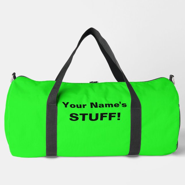 Fügen Sie Ihren Namen Text (1 oder 2 Zeilen) Fluro Duffle Bag (Vorderseite)