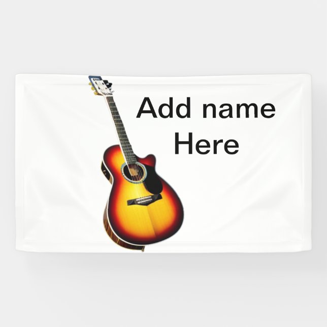 Fügen Sie Ihren Namen Text braun akustische Gitarr Banner (Horizontal)