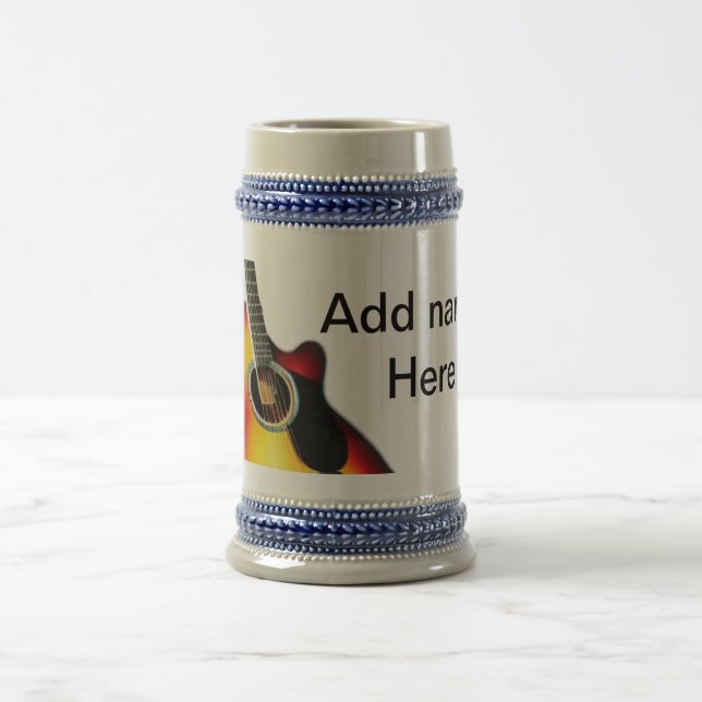 Fügen Sie Ihren Namen Text braun akustische Gitarr Bierglas (Mittel)