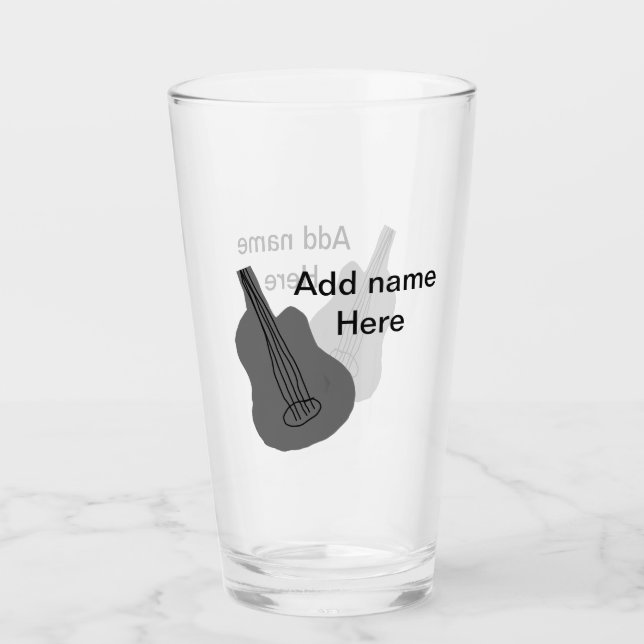 Fügen Sie Ihren Namen Text braun akustische Gitarr Glas (Vorderseite)
