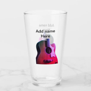 Fügen Sie Ihren Namen Text braun akustische Gitarr Glas