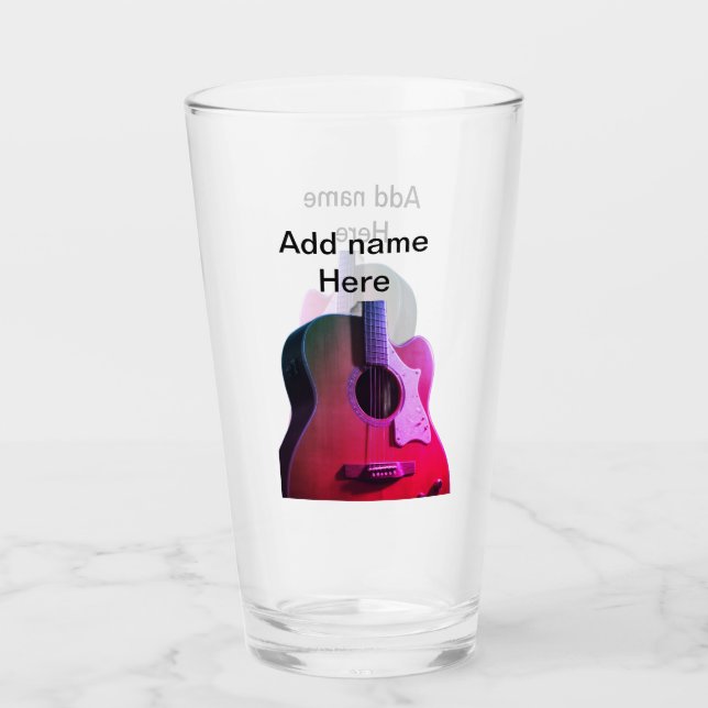 Fügen Sie Ihren Namen Text braun akustische Gitarr Glas (Vorderseite)