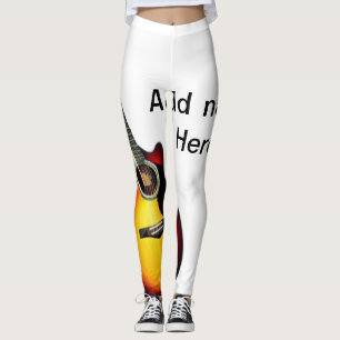 Fügen Sie Ihren Namen Text braun akustische Gitarr Leggings