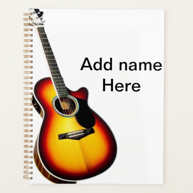 Fügen Sie Ihren Namen Text braun akustische Gitarr Planer (Vorderseite)
