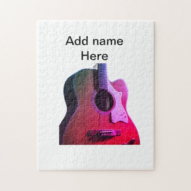 Fügen Sie Ihren Namen Text braun akustische Gitarr Puzzle (Vertikal)