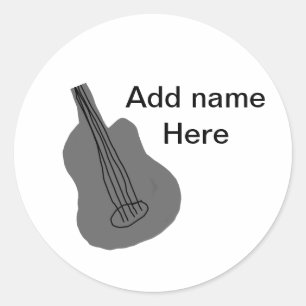 Fügen Sie Ihren Namen Text braun akustische Gitarr Runder Aufkleber