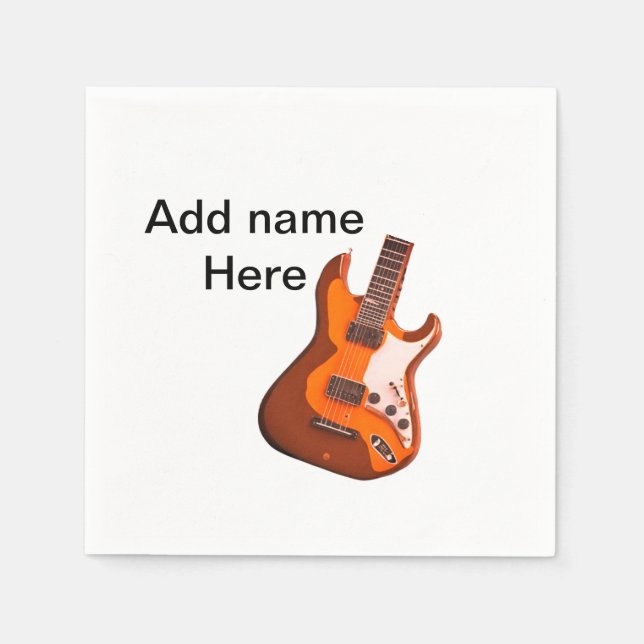 Fügen Sie Ihren Namen Text braun akustische Gitarr Serviette (Vorderseite)