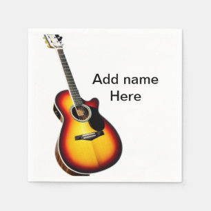 Fügen Sie Ihren Namen Text braun akustische Gitarr Serviette