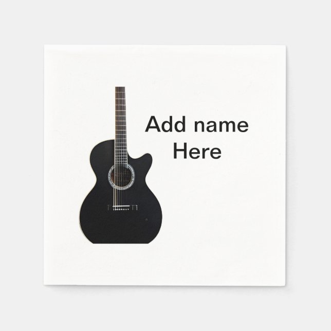 Fügen Sie Ihren Namen Text braun akustische Gitarr Serviette (Vorderseite)