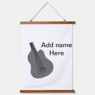 Fügen Sie Ihren Namen Text braun akustische Gitarr Wandteppich Mit Holzrahmen