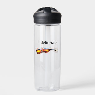 Fügen Sie Ihren Namen Text braun Violine Musik Lie Trinkflasche