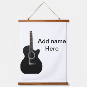 Fügen Sie Ihren Namen Text braune Akustikgitarre e Wandteppich Mit Holzrahmen